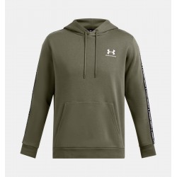 UNDER ARMOUR Felpa con cappuccio UA Icon Fleece Taping da uomo Marine OD Green / White