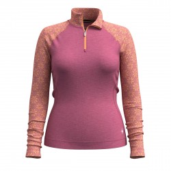 SMARTWOOL Strato base con cerniera 1/4 Classic Thermal Merino da donna GARDEN PINK DIGI SNOW