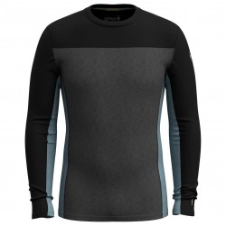 SMARTWOOL Men's Classic Thermal Merino Base Layer Colorblock Crew Boxed CHARCOAL HEATHER-BLACK