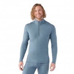 SMARTWOOL Men's Classic Thermal Merino Base Layer 1/4 Zip Boxed PEWTER BLUE HEATHER