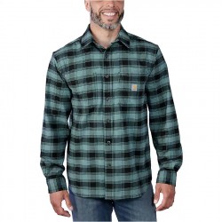 CARHARTT Rugged Flex™ Relaxed Fit Midweight Flannel Long-Sleeve Plaid Shirt SEA PINE