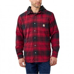 CARHARTT Rugged Flex™ Relaxed Fit Flannel Fleece Lined Hooded Shirt Jac OKBLOOD